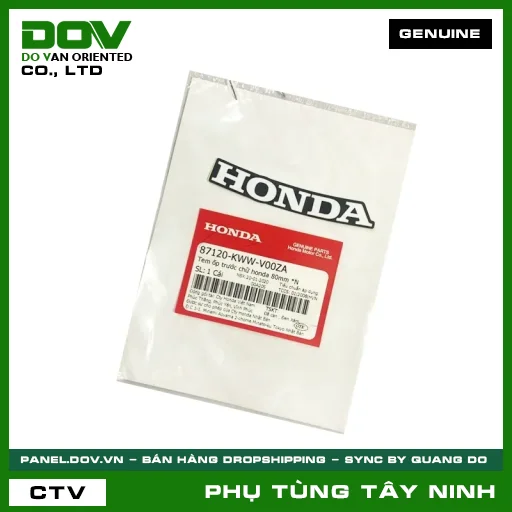 TEM ỐP TRƯỚC CHỮ HONDA 80MM *N — 87120KWWV00ZA