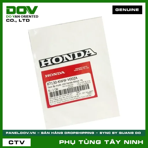 TEM ỐP TRƯỚC CHỮ HONDA 80MM *N — 87130KWWV00ZA
