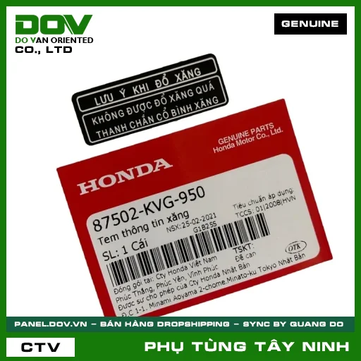 TEM THÔNG TIN XĂNG — 87502KVG950