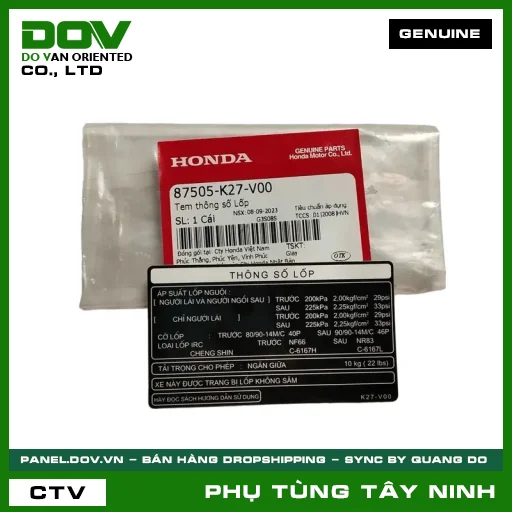 TEM THÔNG SỐ LỐP — 87505K27V00