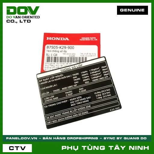 TEM THÔNG SỐ LỐP — 87505K29900