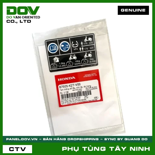 TEM THÔNG SỐ LỐP, SÊN TẢI, TẢI TRỌNG — 87505K2TV00