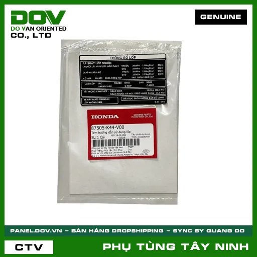 TEM HƯỚNG DẪN SỬ DỤNG LỐP — 87505K44V00