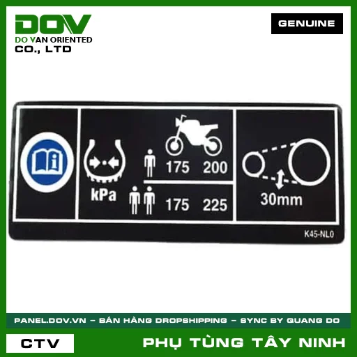 TEM THÔNG SỐ LỐP VÀ SÊN TẢI — 87505K45NL0