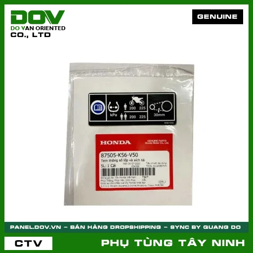 TEM THÔNG SỐ LỐP VÀ SÊN TẢI — 87505K56V50
