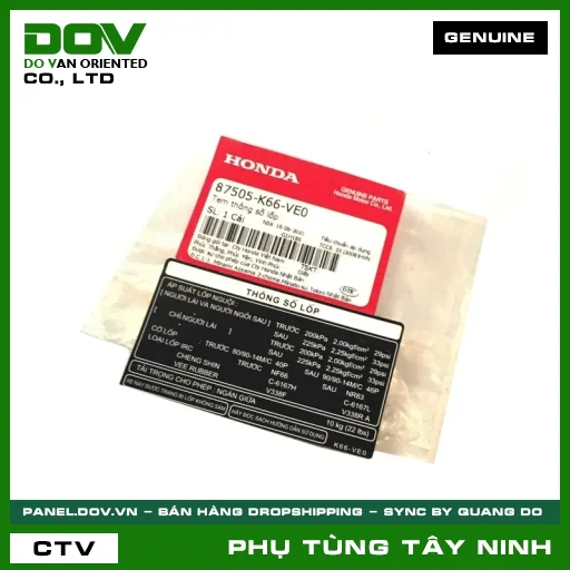 TEM THÔNG SỐ LỐP — 87505K66VE0