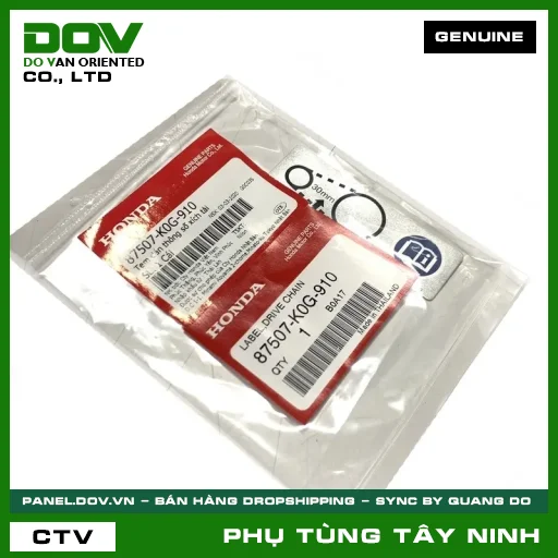 TEM DÁN THÔNG SỐ SÊN TẢI — 87507K0G910