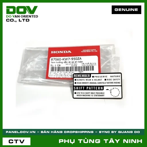 TEM HƯỚNG DẪN LÁI XE AN TOÀN — 87560KW7950ZA