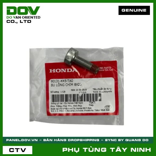 BU LÔNG (ỐC) CHÌM 8X25 — 90131K45TA0
