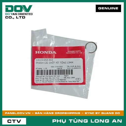 PHANH CÀI CHỐT PÍT TÔNG 13MM HONDA AIR BLADE 110, AIR BLADE 125, AIR BLADE 125/150, BLADE 110, CLICK 110, DREAM 110, FUTURE 125, FUTURE NEO, LEAD 125, MSX 125, PCX, PCX 125, PCX 125/150, SH 125/150, SH MODE, SUPER CUB C125, SUPER DREAM, VISION 110, WAVE 100, WAVE ALPHA, WAVE ALPHA 110, WAVE RSX 110 — 13115GN5910