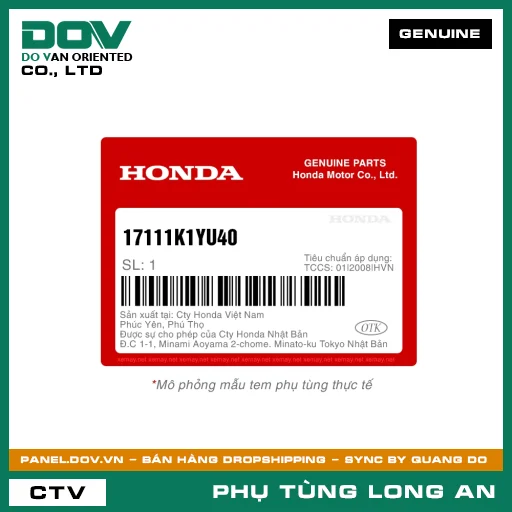 CỔ HÚT HONDA  — 17111K1YU40