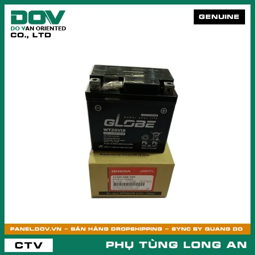 BÌNH ẮC QUY WTZ6VIS HONDA AIR BLADE 125/160, LEAD 125, VISION 110 — 31500K66V04