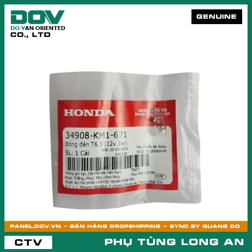 BÓNG ĐÈN T6.5 (12V 3W) HONDA AIR BLADE 110, LEAD 110, WAVE ALPHA — 34908KM1671