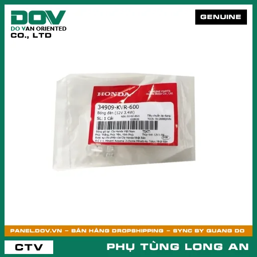 BÓNG ĐÈN (12V 3.4W) HONDA AIR BLADE 110, BLADE 110, FUTURE 125, VISION 110, WAVE ALPHA, WAVE ALPHA 110, WAVE RSX 110 — 34909KVR600