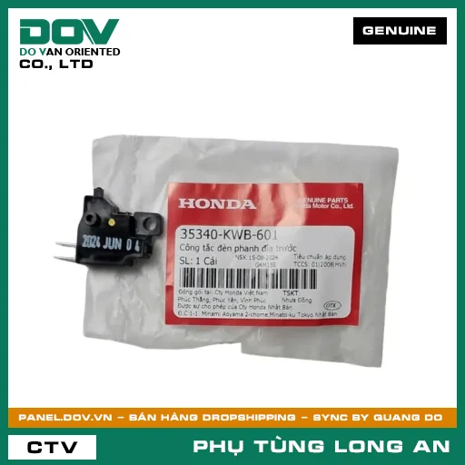 CÔNG TẮC ĐÈN PHANH ĐĨA TRƯỚC HONDA AIR BLADE 110, BLADE 110, FUTURE 125, SH MODE, VISION 110, WAVE RSX 110, WINNER 150 — 35340KWB601