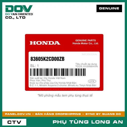 ỐP SƯỜN TRÁI *TYPE3* HONDA — 83605K2CD00ZB