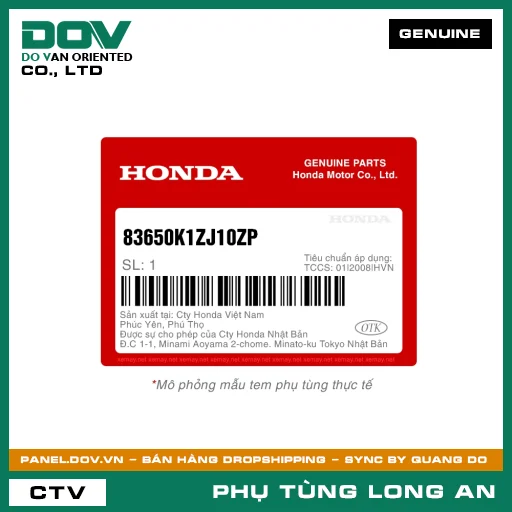 BỘ ỐP SƯỜN TRÁI *NHB35P* HONDA  — 83650K1ZJ10ZP