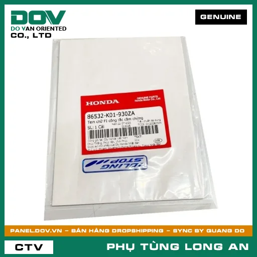TEM CHỮ FI CÔNG TẮC CẦM CHỪNG HONDA AIR BLADE 125, LEAD 125, PCX 125, SH MODE, VISION 110 — 86532K01930ZA