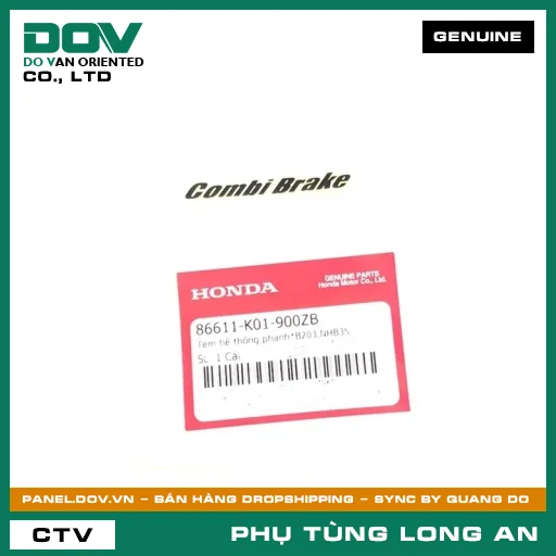 TEM HỆ THỐNG PHANH*B203,NHB35, HONDA PCX 125/150, SH 125/150, SH 125/160, SH MODE — 86611K01900ZB