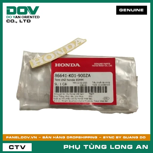 TEM CHỮ HONDA 65MM HONDA SH 125/150, SH 125/160, WAVE RSX 110 — 86641K01900ZA