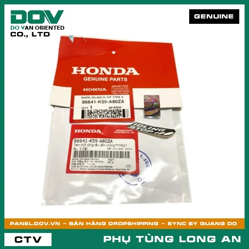 TEM CHỮ CÔNG TẮC CẦM CHỪNG*TYPE2* HONDA  — 86641K59A80ZA
