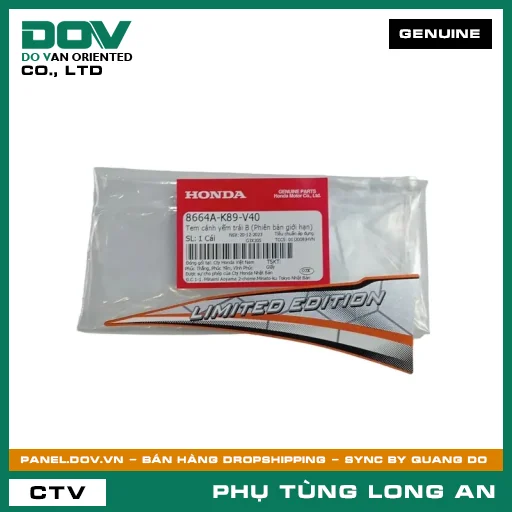 TEM CÁNH YẾM TRÁI B (PHIÊN BẢN GIỚI HẠN) HONDA  — 8664AK89V40