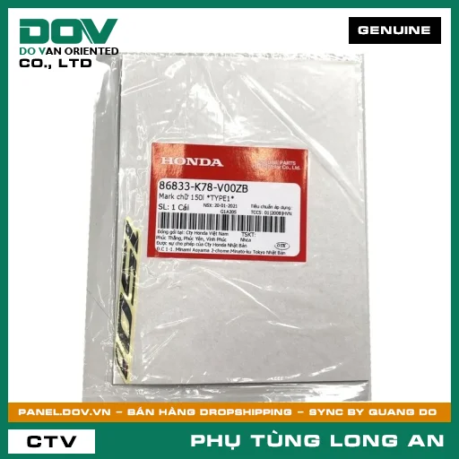 MARK CHỮ 150L *NH1* HONDA SH 125/150 — 86833K78V00ZB