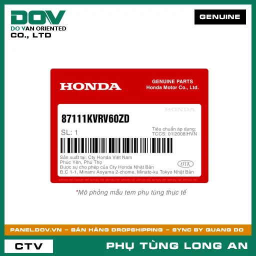 TEM MẶT NẠ PHẢI *B206M* HONDA WAVE ALPHA — 87111KVRV60ZD