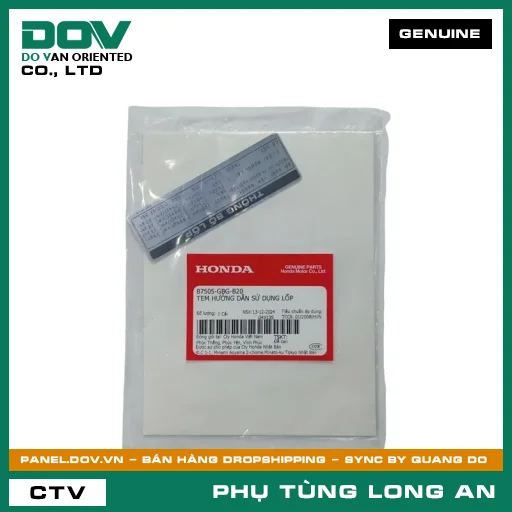 TEM HƯỚNG DẪN SỬ DỤNG LỐP HONDA SUPER DREAM, WAVE ALPHA — 87505GBGB20