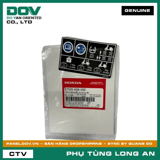 TEM HƯỚNG DẪN SỬ DỤNG LỐP HONDA SH 125/150, SH 125/160 — 87505K0RV00