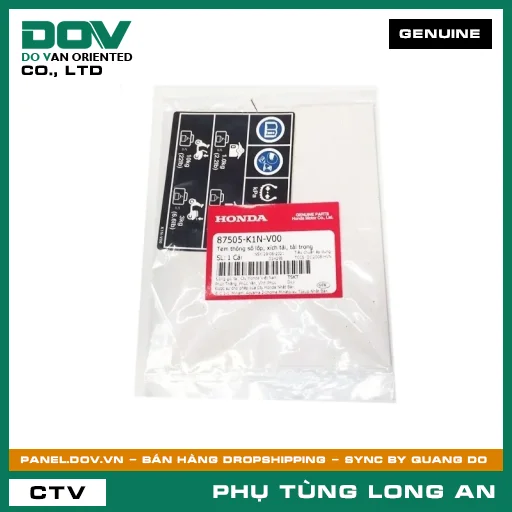 TEM THÔNG SỐ LỐP, XÍCH TẢI, TẢI TRỌNG HONDA SH MODE — 87505K1NV00