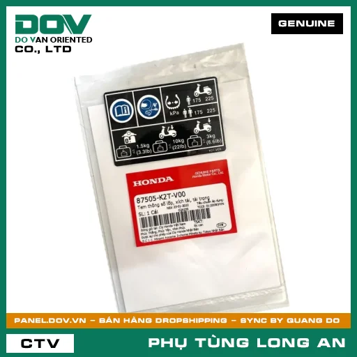 TEM THÔNG SỐ LỐP, XÍCH TẢI, TẢI TRỌNG HONDA LEAD 125 — 87505K2TV00