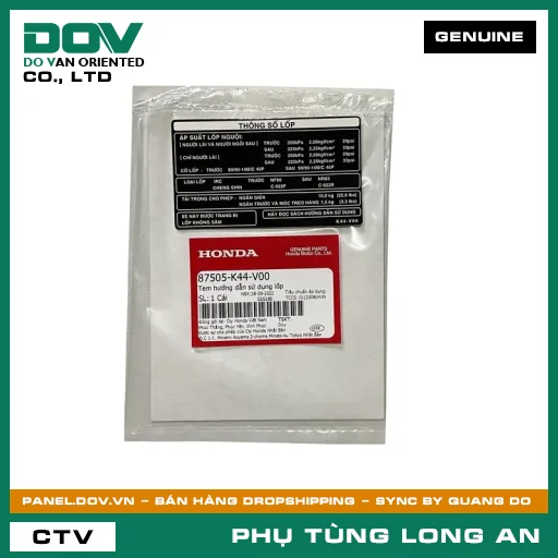 TEM HƯỚNG DẪN SỬ DỤNG LỐP HONDA VISION 110 — 87505K44V00