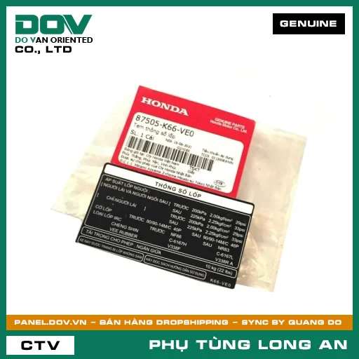 TEM THÔNG SỐ LỐP HONDA AIR BLADE 125/150 — 87505K66VE0