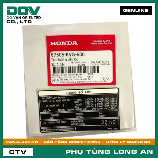TEM HƯỚNG DẪN LỐP HONDA AIR BLADE 110 — 87505KVGB00