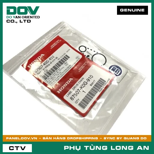 TEM DÁN THÔNG SỐ XÍCH TẢI HONDA  — 87507K0G910