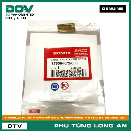 TEM BỘ LỌC GIÓ HONDA — 87509K72630