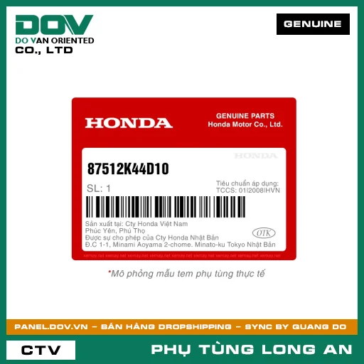 TEM CHỈ DẪN BỐC DỠ HONDA  — 87512K44D10