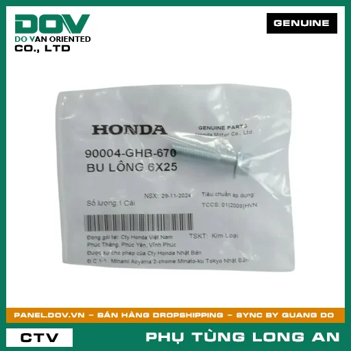 BU LÔNG 6X25 HONDA CB150R, CB500F, CB500X, CBR500R, FUTURE 125, FUTURE NEO, REBEL 500, SUPER DREAM, WAVE 100, WAVE ALPHA, WINNER 150, WINNER R, WINNER X — 90004GHB670