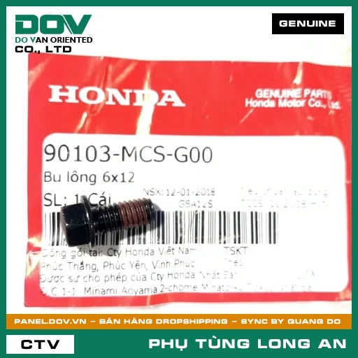 BU LÔNG 6X12 HONDA PCX 160, WINNER 150, WINNER R, WINNER X — 90103MCSG00
