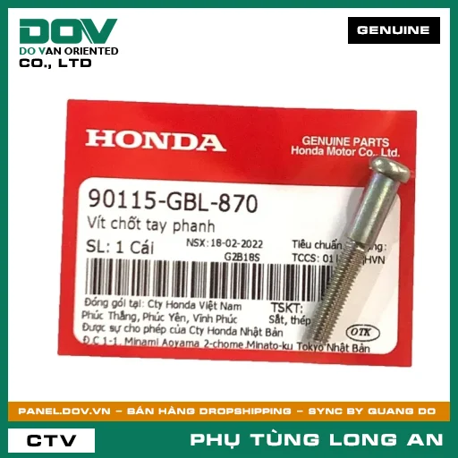 VÍT CHỐT TAY PHANH HONDA AIR BLADE 110, CLICK 110, LEAD 110, LEAD 125, SH 125/150, VISION 110 — 90115GBL870