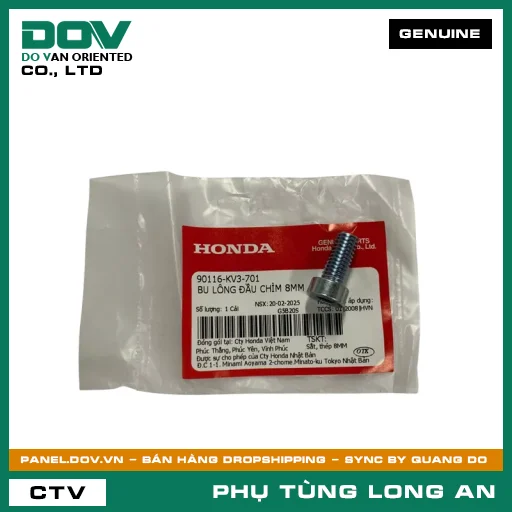 BU LÔNG ĐẦU CHÌM 8MM HONDA AIR BLADE 110, AIR BLADE 125, BLADE 110, CB350 H'NESS, CB500F, CB500X, CBR500R, CLICK 110, DREAM 110, FUTURE 125, FUTURE NEO, REBEL 300, REBEL 500, SUPER CUB C125, SUPER DREAM, VARIO 160, VISION 110, WAVE 100, WAVE ALPHA 110, WAVE RSX 110 — 90116KV3701