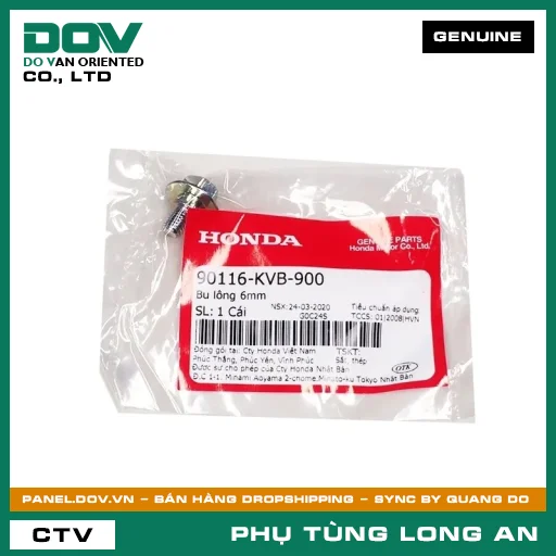 BU LÔNG 6MM HONDA AIR BLADE 110, AIR BLADE 125, AIR BLADE 125/150, BLADE 110, CB150R, CB300R, CBR150R, CLICK 110, DREAM 110, FUTURE 125, LEAD 125, MSX 125, PCX, PCX 125, SH MODE, SUPER CUB C125, VARIO 160, WAVE ALPHA 110, WAVE RSX 110, WINNER 150 — 90116KVB900