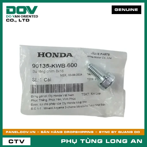 BU LÔNG CHÌM 8X16 HONDA BLADE 110, WAVE ALPHA 110, WAVE RSX 110 — 90135KWB600