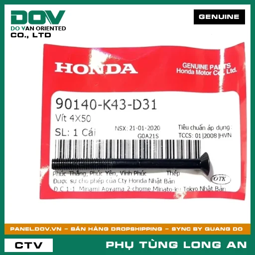 VÍT 4X50 HONDA CB300R, CB350 H'NESS, WINNER R, WINNER X — 90140K43D31