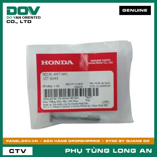 VÍT 6X45 HONDA BLADE 110, FUTURE 125, LEAD 125, PCX 160, SH 125/160, SH 350, WAVE ALPHA 110, WAVE RSX 110, WINNER R, WINNER X — 90191K47N41