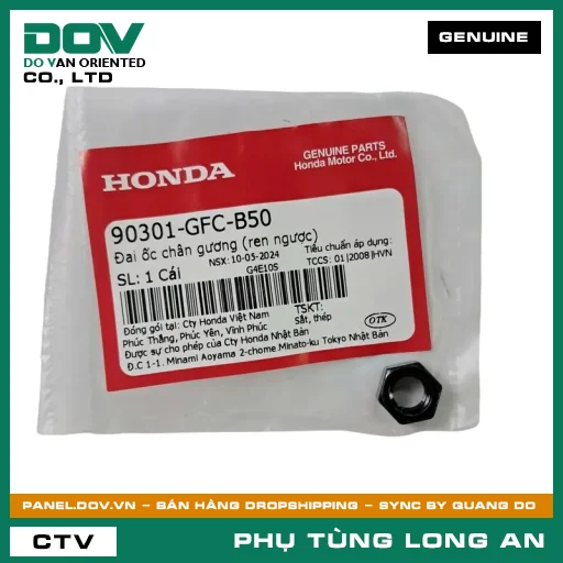 ĐAI ỐC CHÂN GƯƠNG (REN NGƯỢC) HONDA LEAD 110, SH MODE, VISION 110 — 90301GFCB50