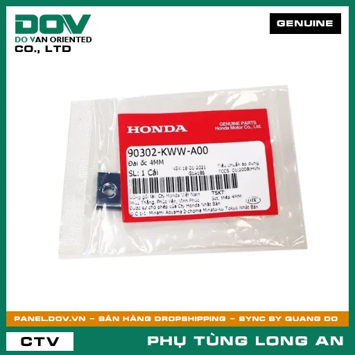ĐAI ỐC 4MM HONDA ADV350, AIR BLADE 110, AIR BLADE 125, BLADE 110, CBR150R, DREAM 110, LEAD 125, MSX 125, PCX, PCX 125, PCX 125/150, PCX 160, SH 125/150, SH 125/160, SH 350, SH MODE, SUPER CUB C125, VARIO 160, VISION 110, WAVE RSX 110, WINNER 150, WINNER R — 90302KWWA00