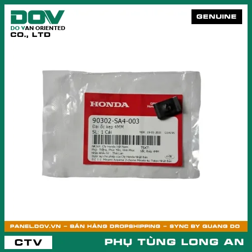 ĐAI ỐC KẸP 4MM HONDA AIR BLADE 110, AIR BLADE 125/150, AIR BLADE 125/160, CB150R, CB300R, CLICK 110, LEAD 110, PCX, PCX 125/150, SH 125/150, SUPER CUB C125, WAVE ALPHA — 90302SA4003
