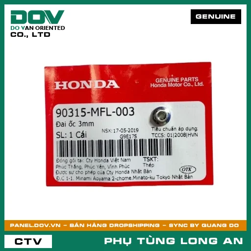 ĐAI ỐC 3MM HONDA CB150R, CB300R, CB500F, CB500X, CBR150R, CBR500R, NX500, REBEL 300, REBEL 500, SH 350, WINNER 150, WINNER R, WINNER X — 90315MFL003